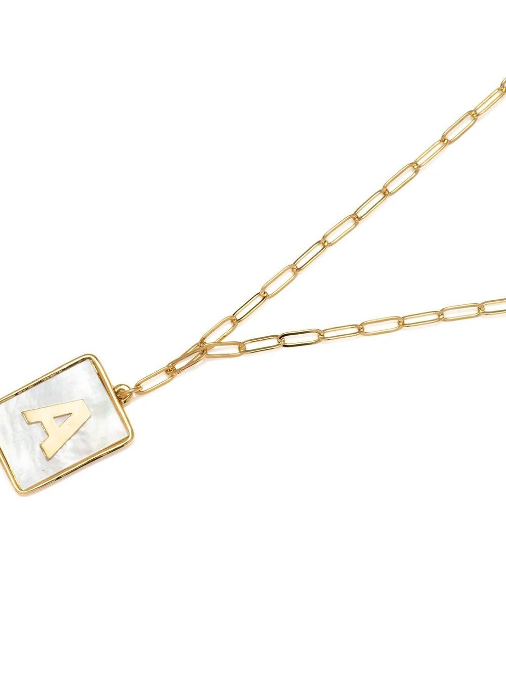 ‘A’ Mother of Pearl Initial Paperclip Necklace - Picture 5 of 8